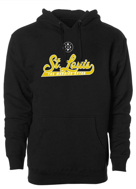 TMA STL The Morning After St. Louis Saint Hoodie Script Mizzou Football Missouri Classic Sports Black Gold Yellow