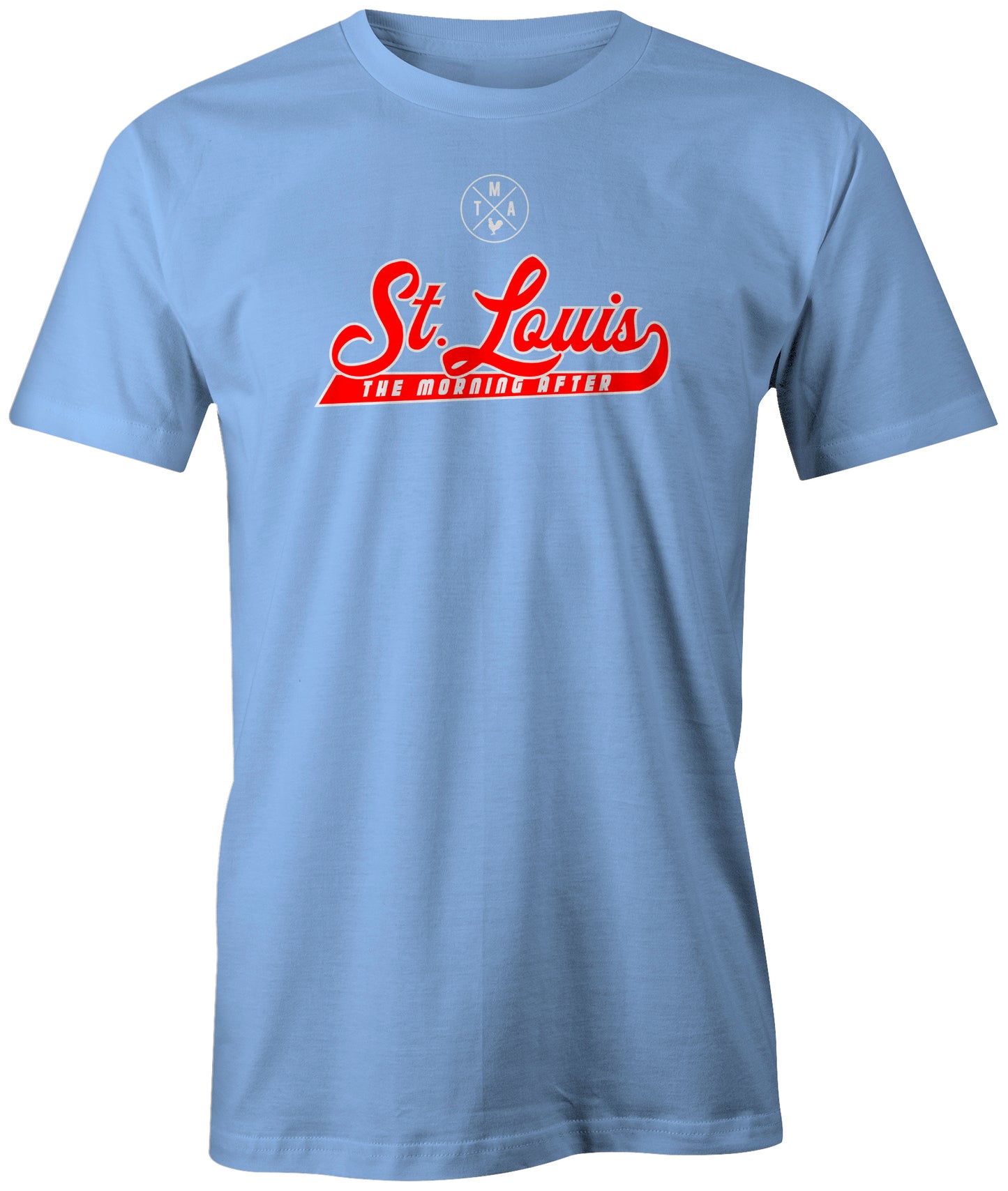 st louis saint tma tmastl script mizzou cardinals blues novelty t shirt tshirt t-shirt black yellow rooster logo archapparel baby blue powder st louis cardinals rally house