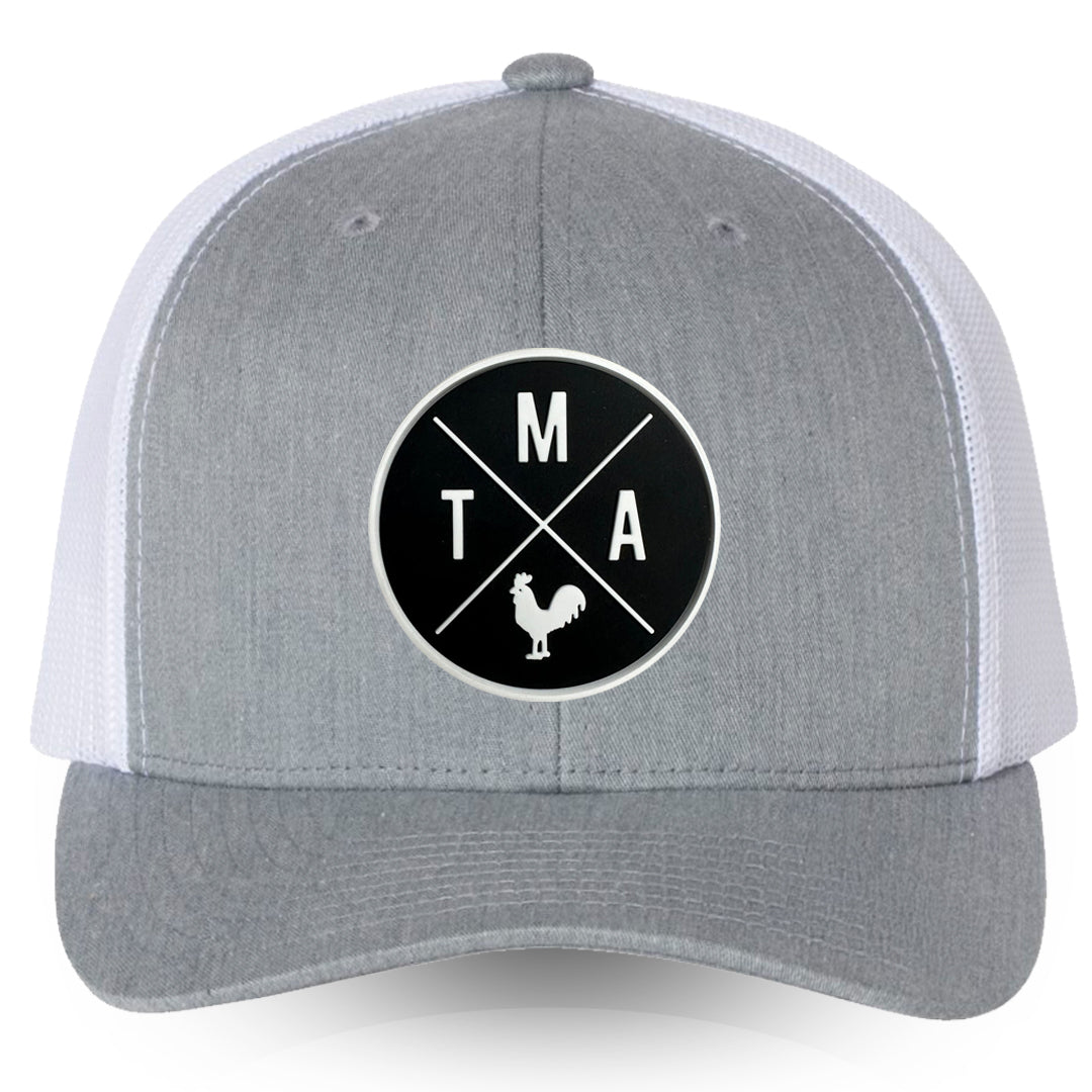 TMA Snapback Trucker Hat Grey & White BLACKOUT EDITION