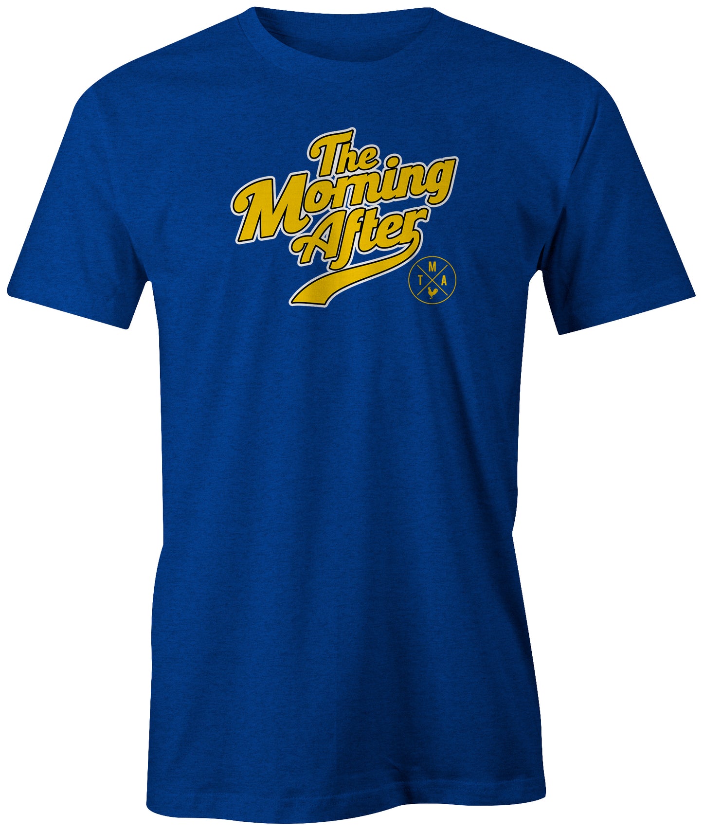 TMA STL TMASTL The Morning After Baseball Lettering Blues Cardinals The Morning After McKernan Show Morning Radio Logo Classic Tee Shirt Rooster Ozark Grey