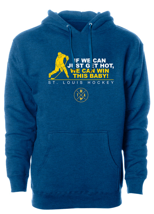Back in 2019, Doug Vaughn uttered the famous line "If we can just get hot, we can win this baby!" The next thing that happened, the St. Louis Blues won the Cup. Pick up the shirt in Navy or Blue.Arch City Apparel Clubhouse Rallys Fanatics MLB Edmonds Ozzie Wainwright Yadier Molina Craig Berube Brett Hull Federko Paryko