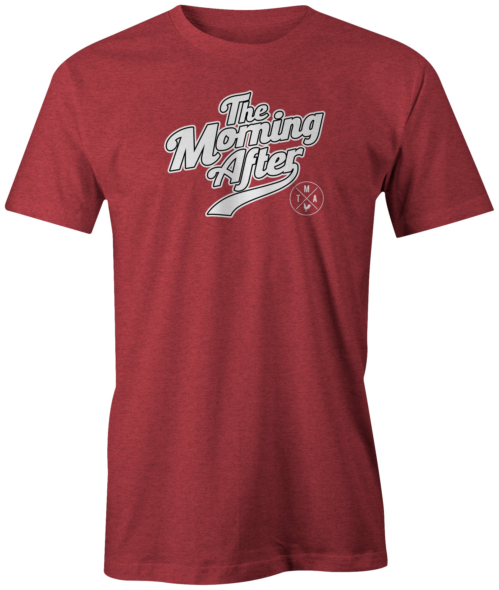 TMA STL TMASTL The Morning After Baseball Lettering Blues Cardinals The Morning After McKernan Show Morning Radio Logo Classic Tee Shirt Rooster Ozark Grey